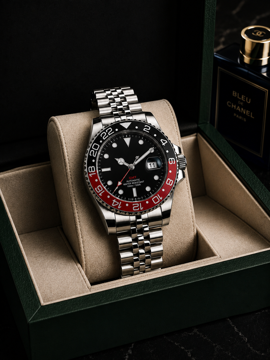 Stainless Steel Chain Watch with Date & Moving Bezel | HUMRAAZ WEAR