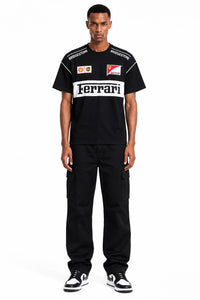 Ferrari Printed Panel Drop Shoulder T-Shirt | HUMRAAZ WEAR