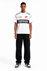 Ferrari Printed Panel Drop Shoulder T-Shirt | HUMRAAZ WEAR