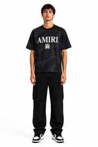 Amiri Embossed Printed Drop Shoulder T-Shirt – Premium Lycra Polestar | Humraaz Wear