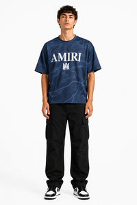 Amiri Embossed Printed Drop Shoulder T-Shirt – Premium Lycra Polestar | Humraaz Wear