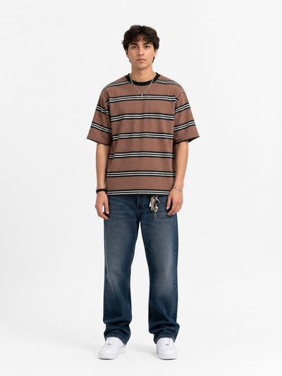 Premium Stripe Printed Drop Shoulder T-Shirt for Men | Fine Jersey Oversized Men's T-shirt | HUMRAAZ WEAR