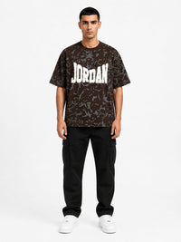 Jordan Embossed Print Drop Shoulder T-Shirt – Waffle Knit | Humraaz Wear