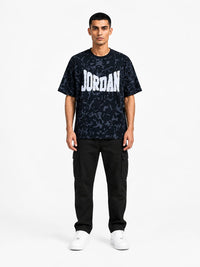 Jordan Embossed Print Drop Shoulder T-Shirt – Waffle Knit | Humraaz Wear