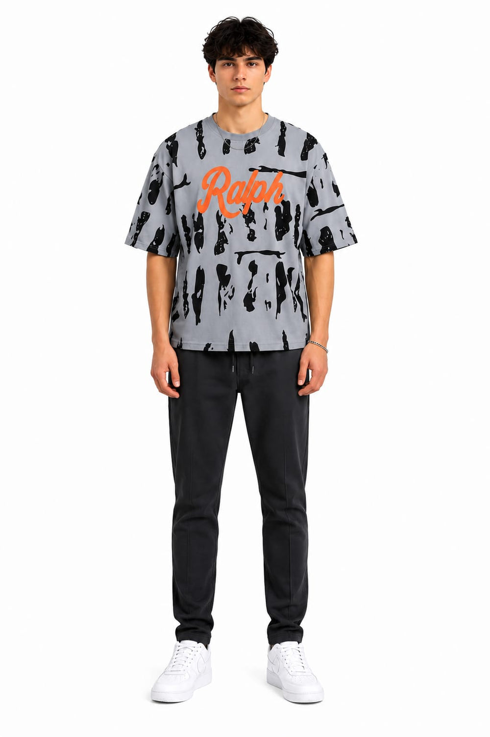 Ralph Embossed Printed Drop Shoulder T-Shirt – Premium Waffle Knit | Humraaz Wear