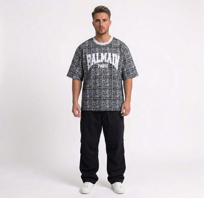 Balmain Paris Printed Drop Shoulder T-Shirt | Humraaz Wear